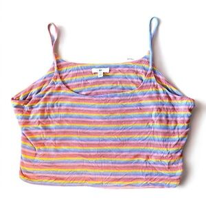 BP Pink, Yellow & Blue Striped Crop Top - Size 2x